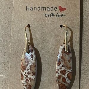 Gold Plated Astroid Jasper Earrings